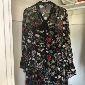 Forever 21 sheer floral dress with slip, size M
